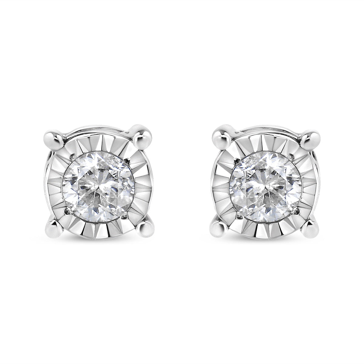  Haus of Brilliance .925 Sterling Silver 1/5 Cttw Round Near Colorless Diamond Miracle-Set Stud Earrings (J-K Color, I2-I3 Clarity) - White - Bonton