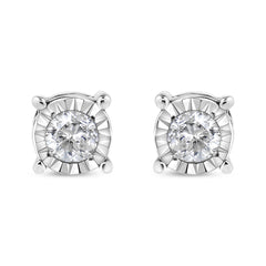 .925 Sterling Silver 1/5 Cttw Round Near Colorless Diamond Miracle-Set Stud Earrings (J-K Color, I2-I3 Clarity)