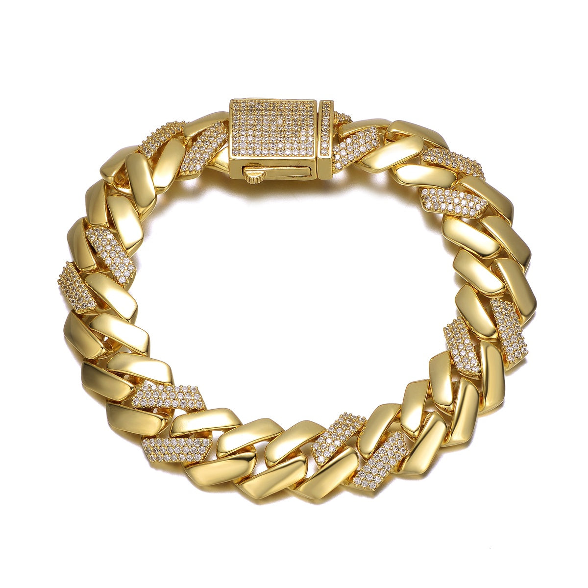  Rachel Glauber 14k Gold Plated/Rose Gold Plated Cubic Zirconia Miami Cuban Curb Link Bracelet - Default Title - Bonton