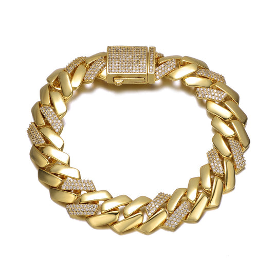 14k Gold Plated/Rose Gold Plated Cubic Zirconia Miami Cuban Curb Link Bracelet