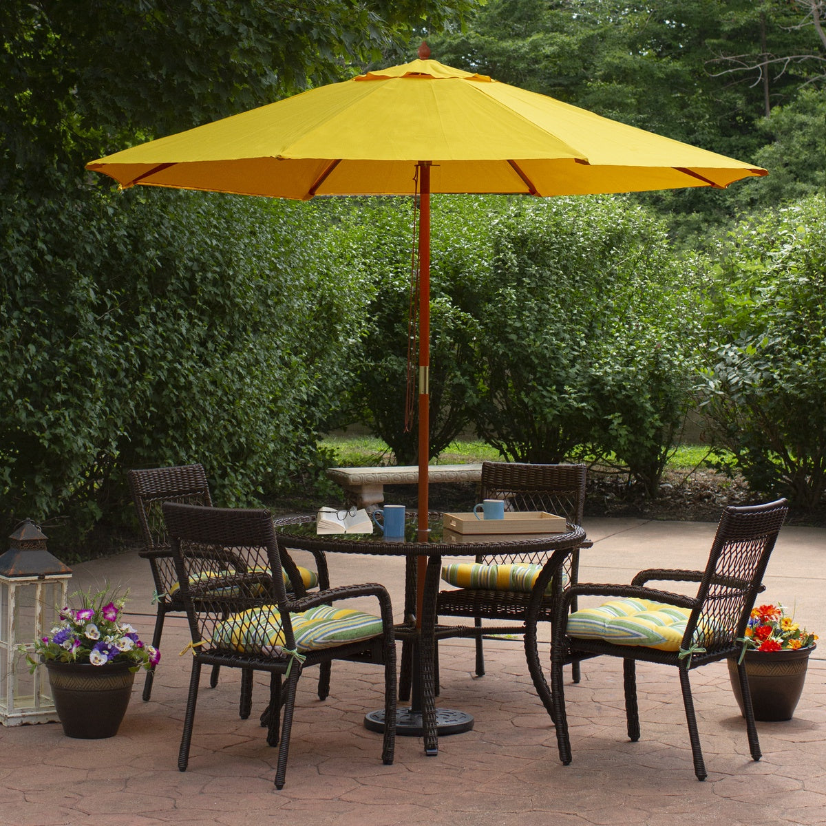  Northlight 8.5ft Outdoor Patio Market Umbrella With Wooden Pole  Yellow - Yellow - Bonton