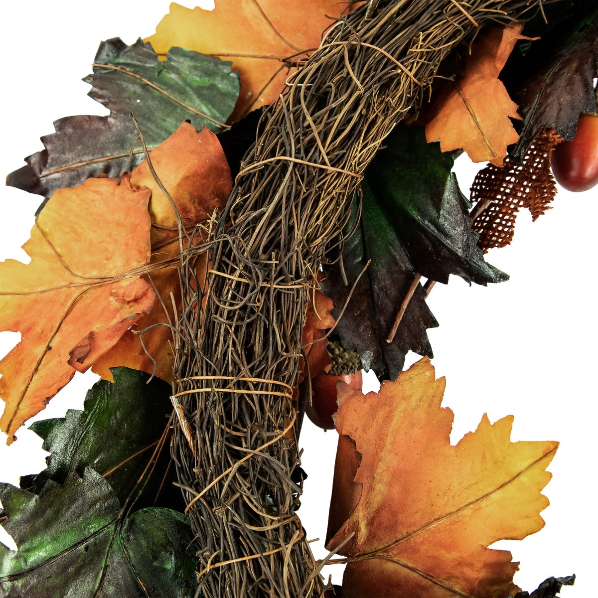  Northlight Brown and Green Autumn Harvest Artificial Leaves Wreath - 20 Inch  Unlit - Default Title - Bonton