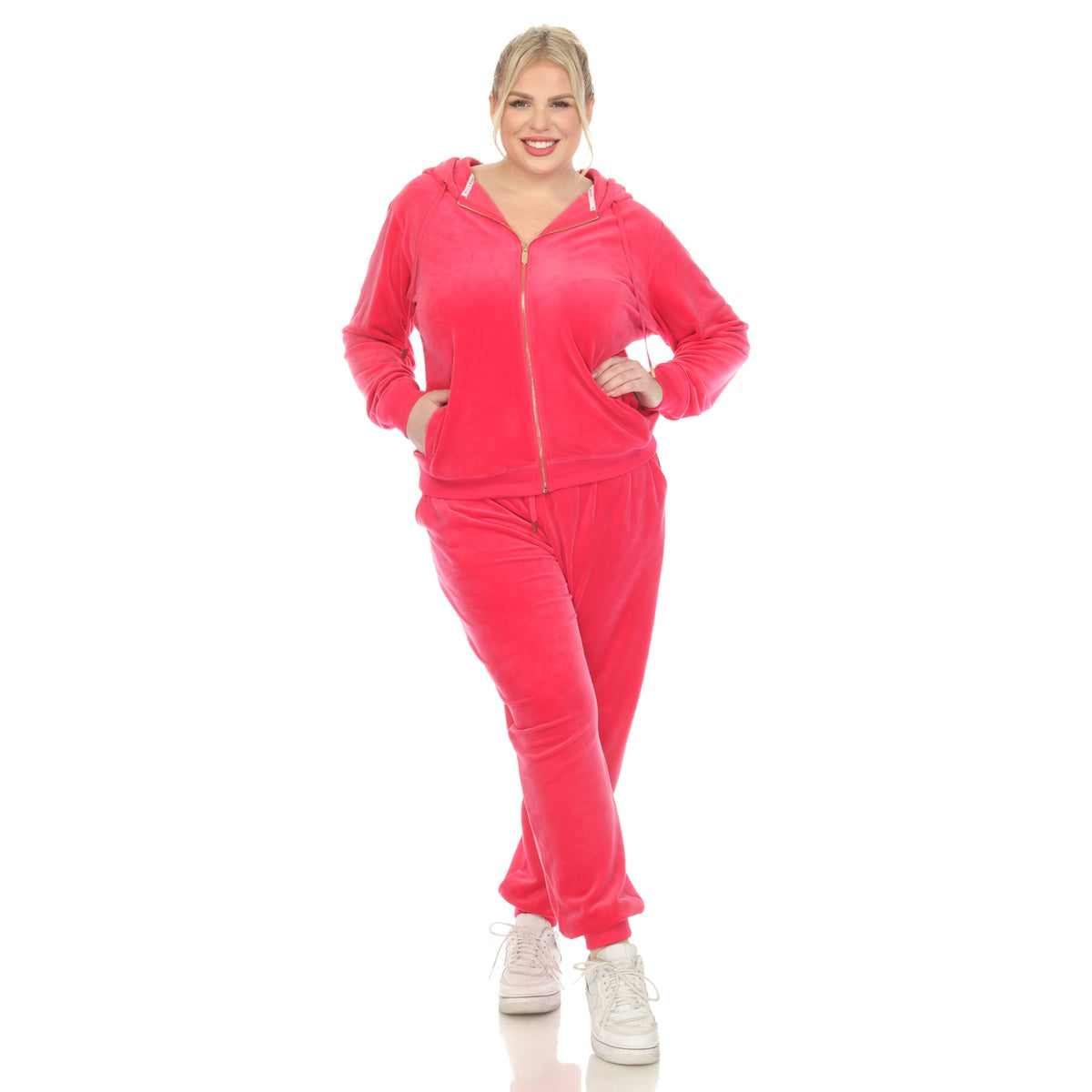  White Mark Plus Size 2 Piece Velour Tracksuit Set - 3X - Bonton