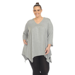 Plus Size Empire Waist V-Neck Tunic Top