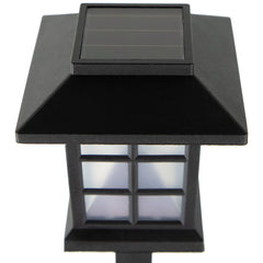 Set of 8 Black Lantern Style Solar Powered LED Pathway Markers  14.25"