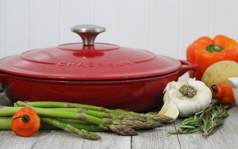French Enameled Cast Iron Braiser With Lid, 1.8-Quart, Red