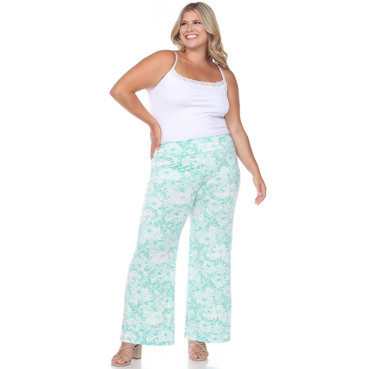  White Mark Plus Size Floral Paisley Palazzo Pants - 1x - Bonton