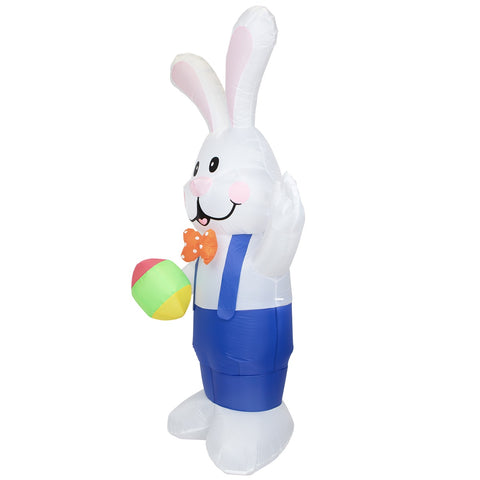 Inflatable Lighted Standing Easter Bunny With Egg Outdoor Decoration - 7'