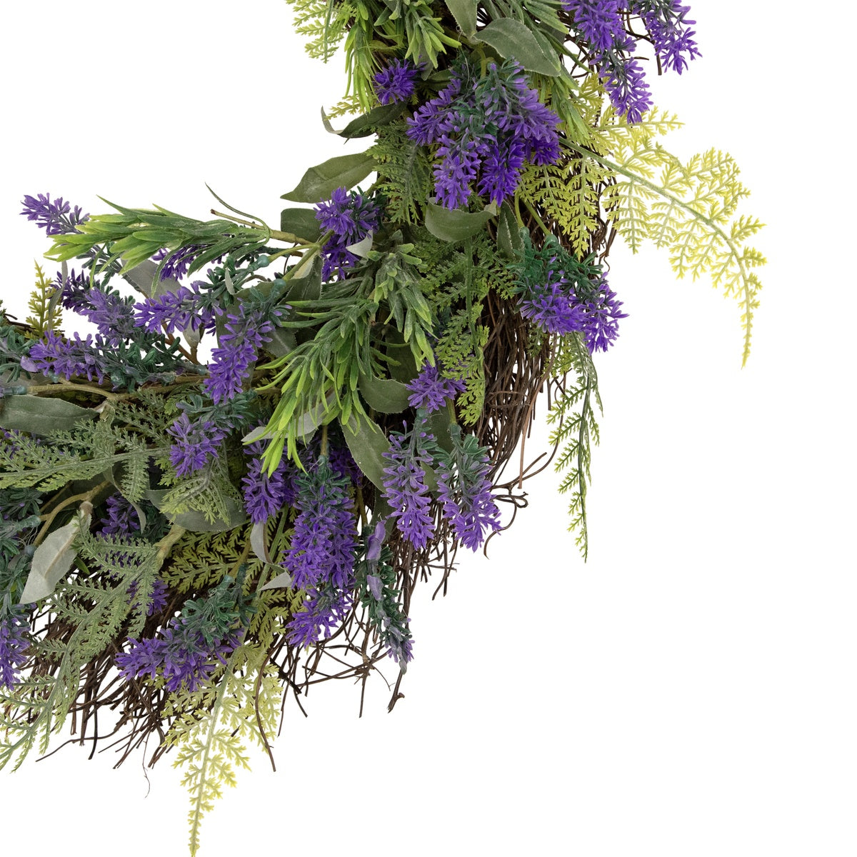  Northlight Lavender and Spring Foliage Artificial Floral Wreath  Purple - 24-Inch - Default Title - Bonton