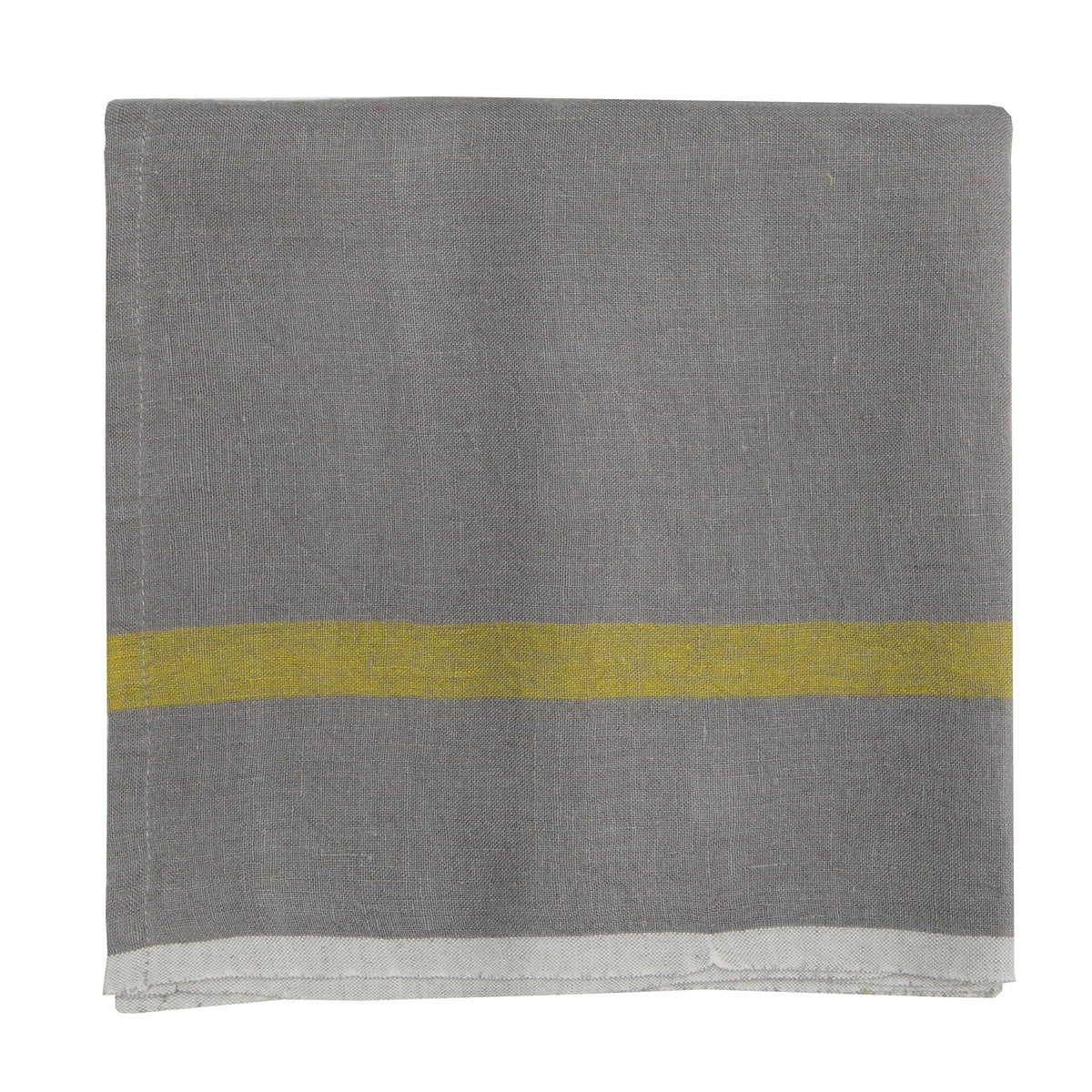  Caravan Laundered Linen Napkins, Set of 4 - Lime & Grey - Bonton