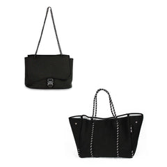 Flap Crossbody + Everyday Tote - Black