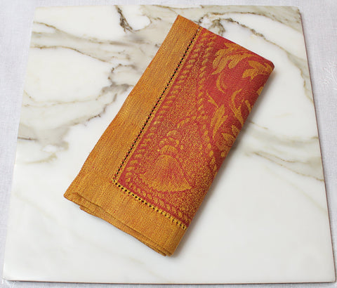 Renaissance Set of 6 Linen Napkins - Warm Sienna and Saffron
