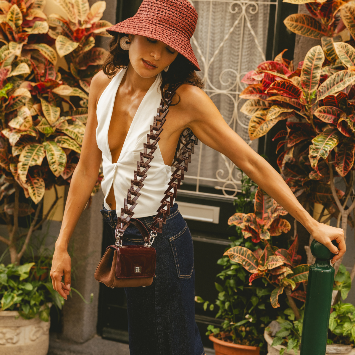  Jurgi Lili Bag - Mulberry Patent & Suede - Brown - Bonton