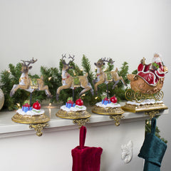 Santa and Reindeer Christmas Stocking Holders - 9.5" - Set of 4