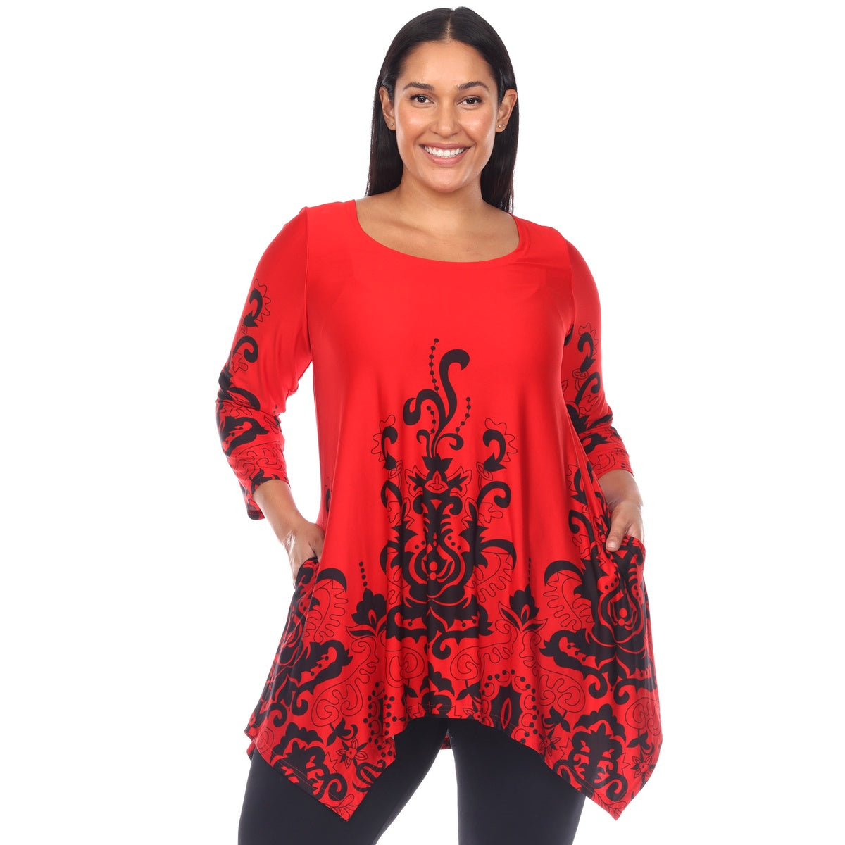  White Mark Plus Size Yanette Tunic Top - 1X - Bonton