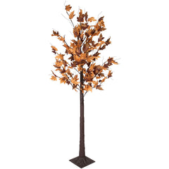 6' LED Lighted Autumn Harvest Artificial Maple Leaf Tree - Warm White Lights