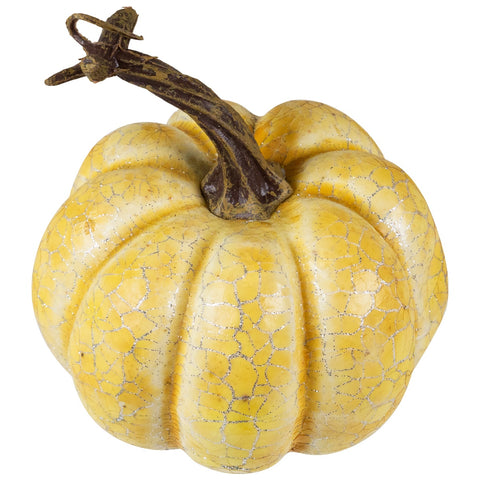 Antiqued Crackle Finish Fall Harvest Pumpkins - 4" - Set of 3 - Yellow