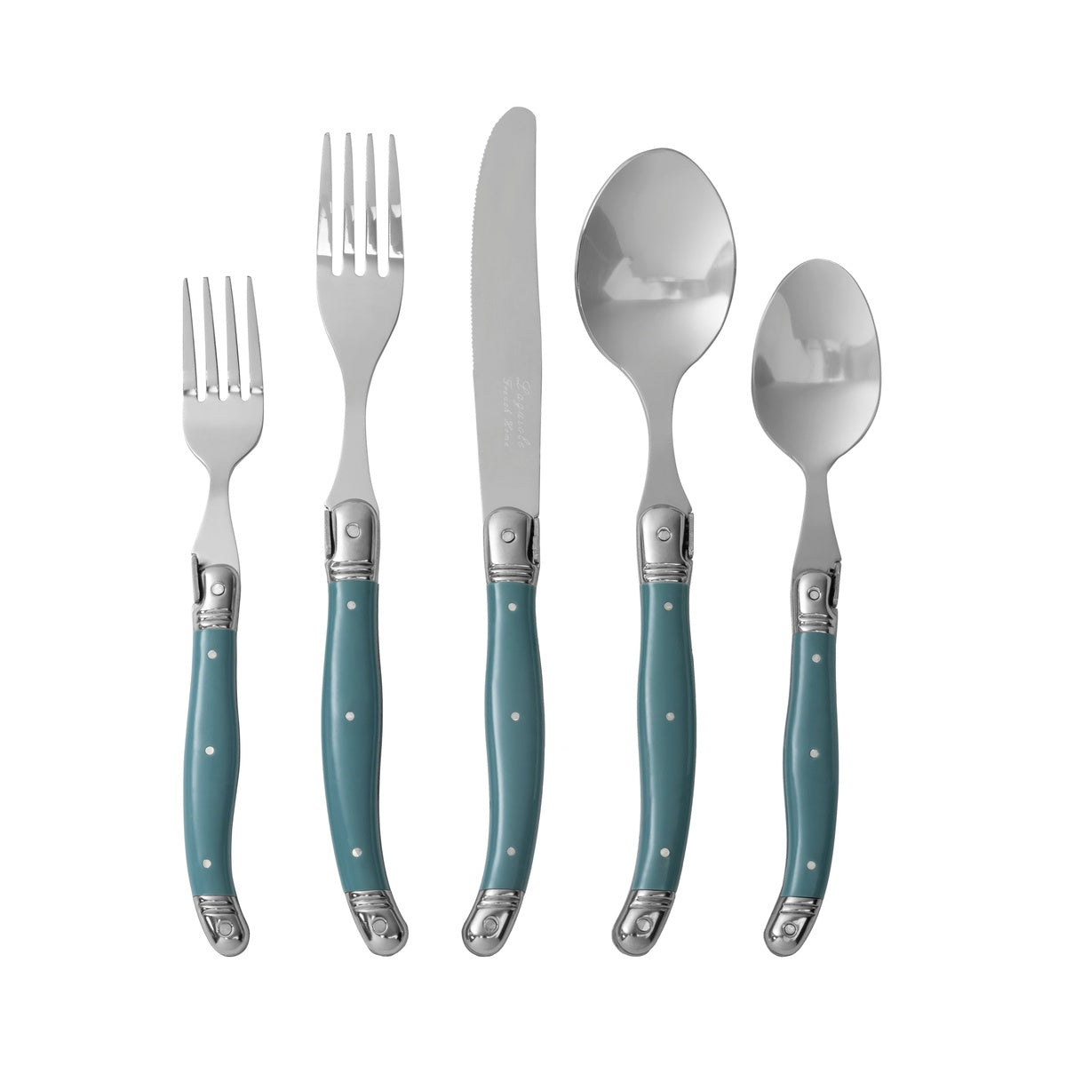  French Home Laguiole 20 Piece Stainless Steel Flatware Set, Service for 4, Aegean Teal - Default Title - Bonton