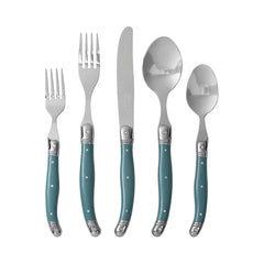 Laguiole 20 Piece Stainless Steel Flatware Set, Service for 4, Aegean Teal