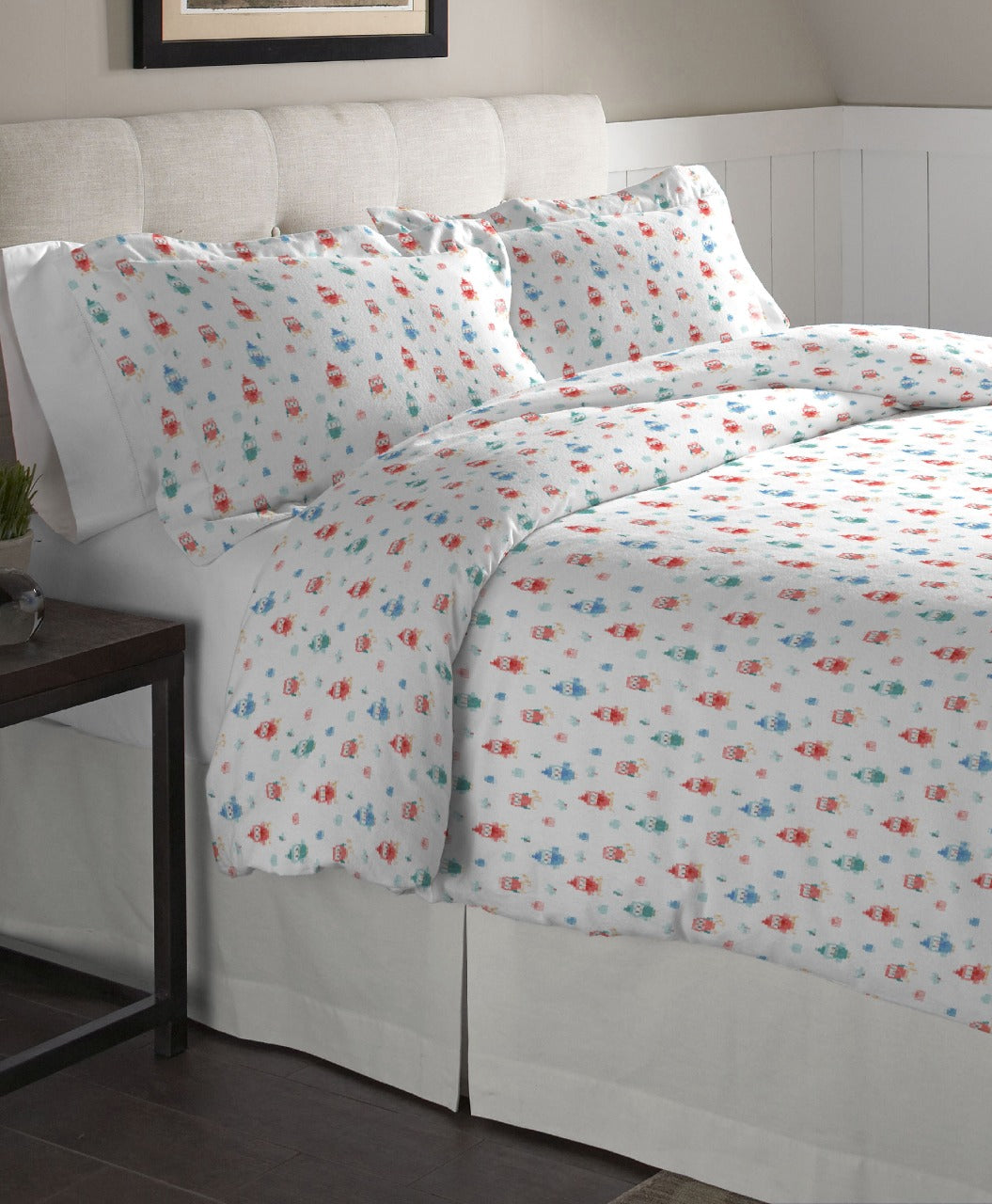  Pointehaven Solid & Print Flannel Duvet Sets Aqua - Aqua - Bonton