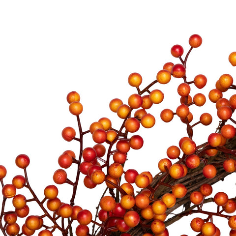 Artificial Berries Fall Harvest Twig Wreath - 18" - Orange and Red - Unlit