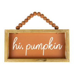 12" Orange Hi Pumpkin Autumn Harvest Wall Sign