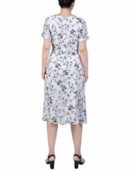 Short Sleeve Belted Swiss Dot Dress