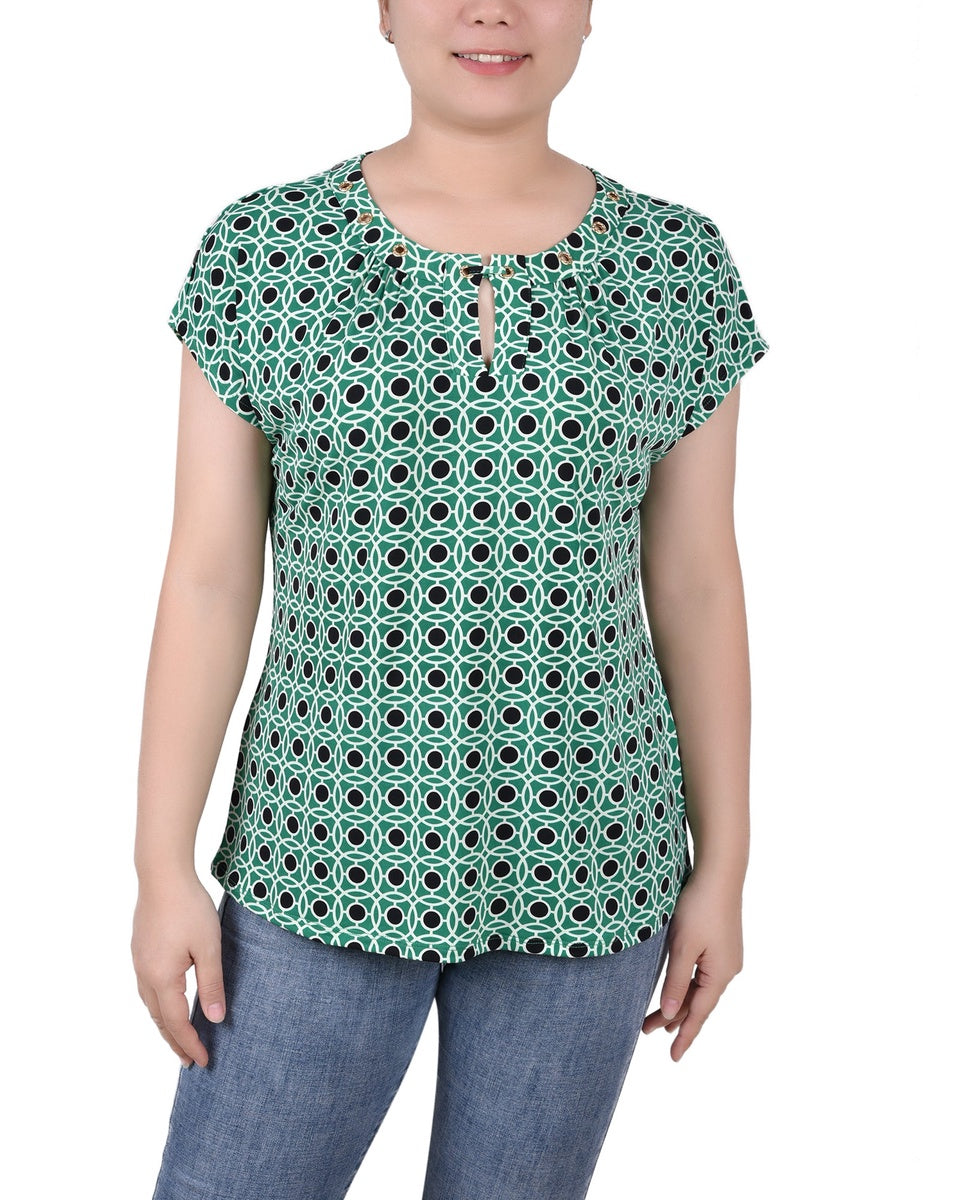  NY Collection Extended Sleeve Top With Grommets - Nice Icemoon - Bonton