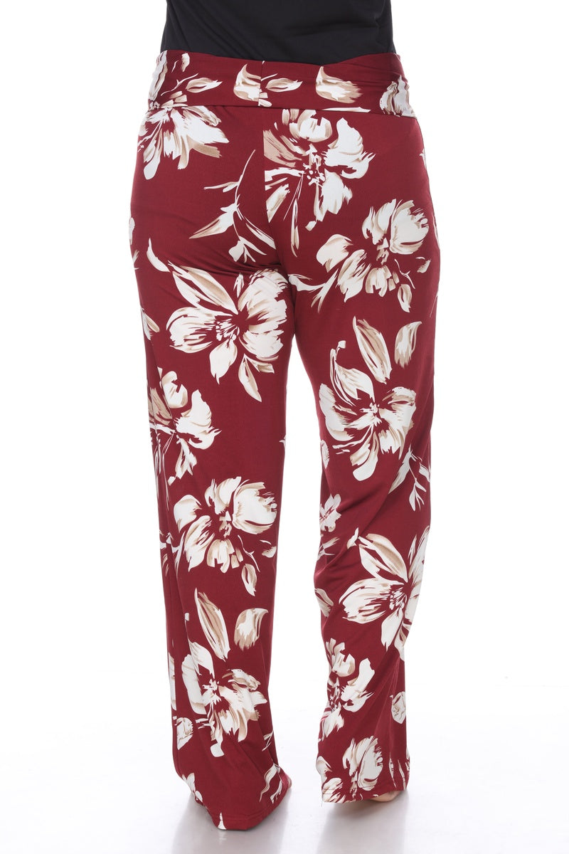  White Mark Flower Print Plus Size Palazzo Pants - 4x - Bonton