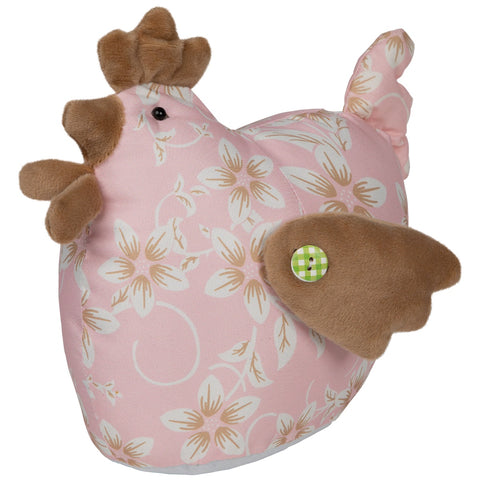 Country Floral Spring Hen Easter Figure - 8" - Pink and Brown