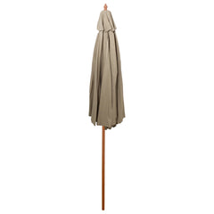 9ft Outdoor Patio Market Umbrella With Wooden Pole  Tan