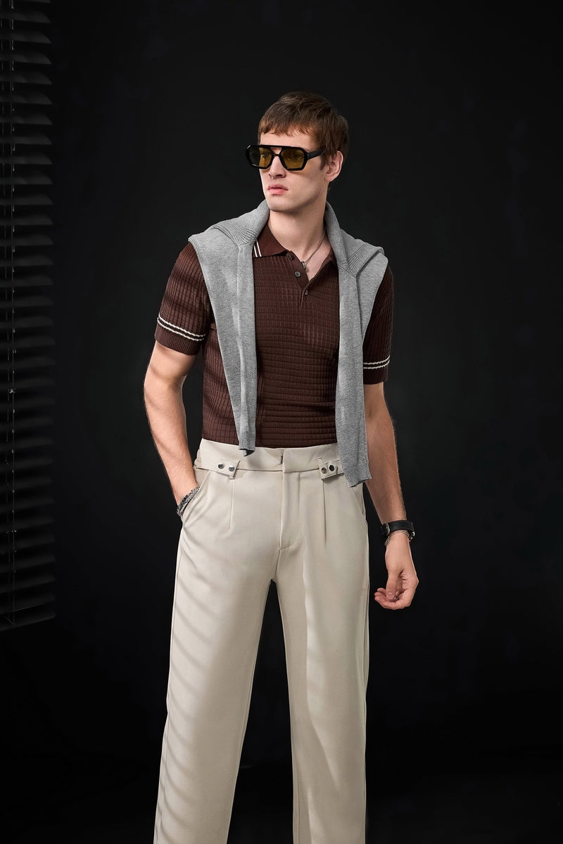  Barocco Kingsley Side-Tab Trousers TAUPE - TAUPE - Bonton