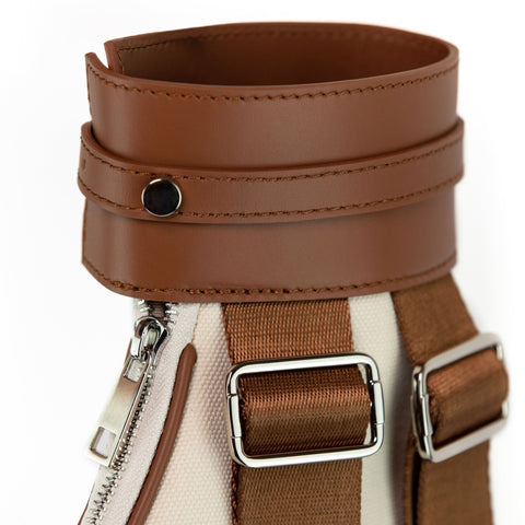 Tennis Backpack - Beige Canvas & Leather