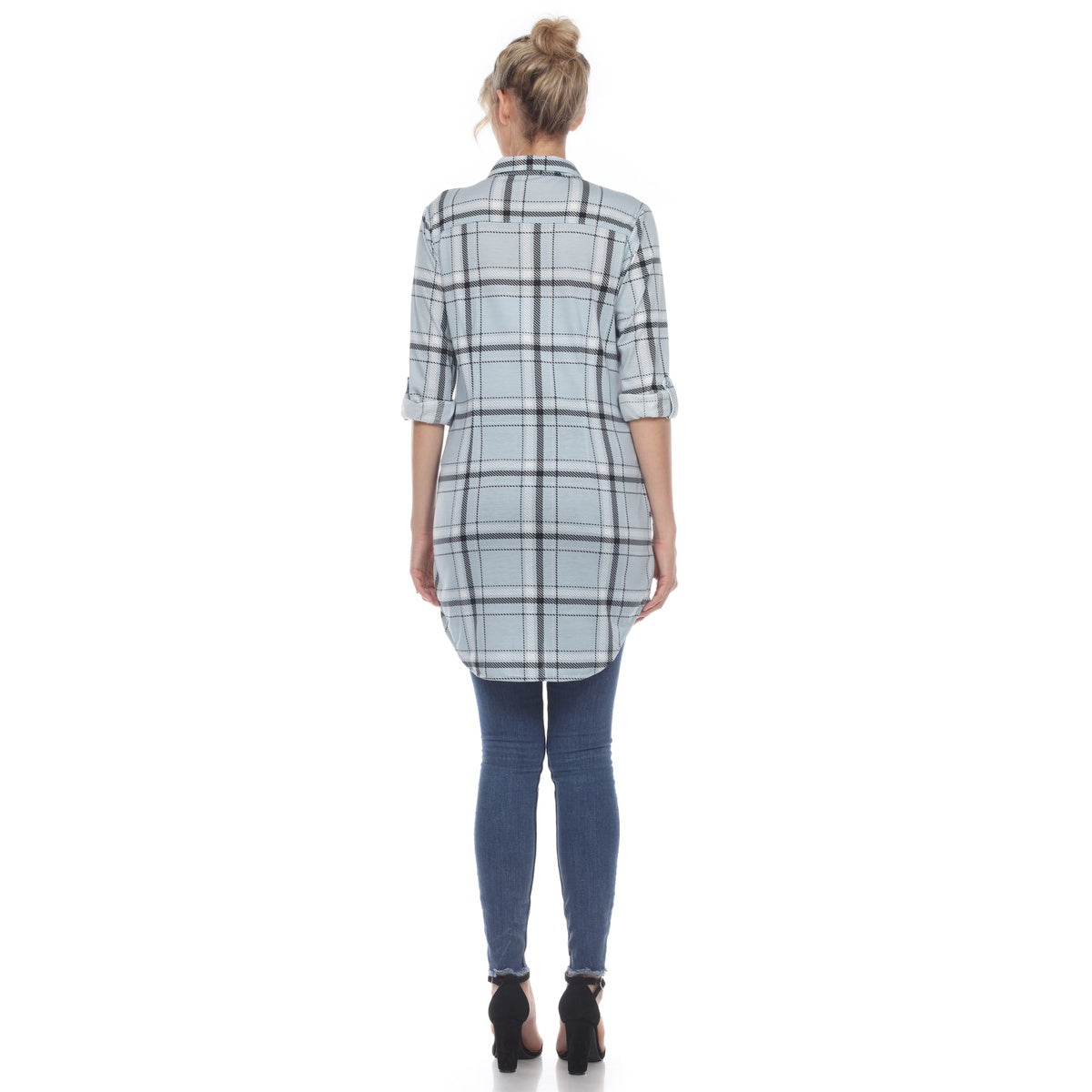  White Mark Women's Plaid Tunic Shirt - S - Bonton