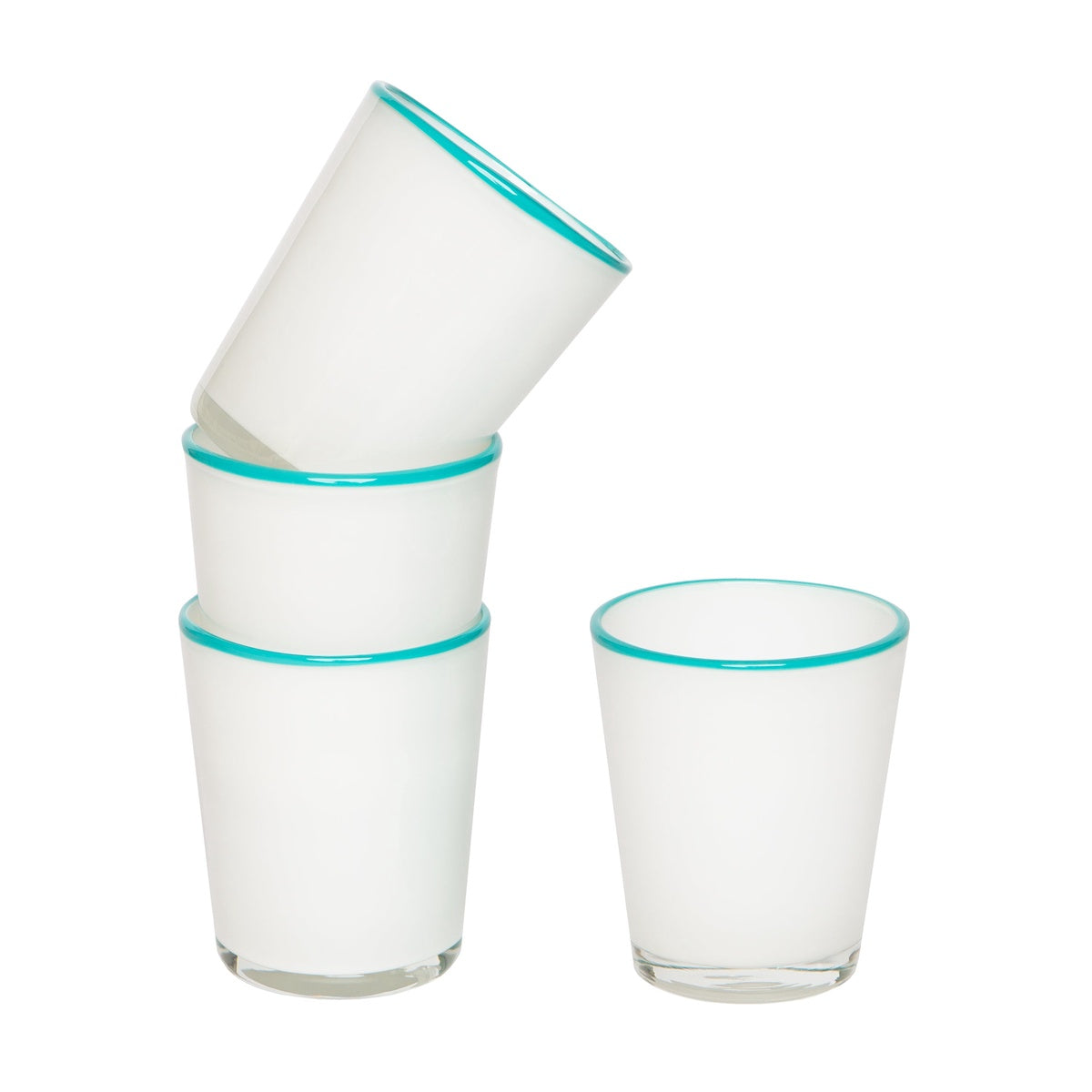  Caravan Summer Glass - 9oz, Set of 4 - Turquoise & White - Bonton