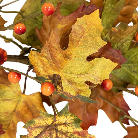 5' X 8" Maple Leaves and Berries Artificial Fall Harvest Garland  Unlit