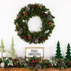 Pre-Lit Canadian Pine Artificial Christmas Wreath - 30" - Multi Lights