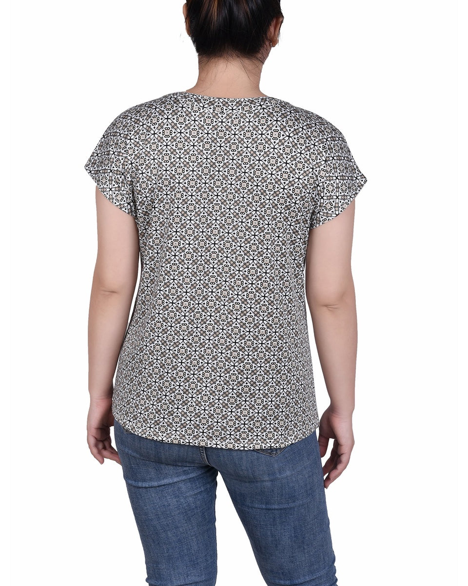  NY Collection Extended Sleeve Top With Grommets - Nice Icemoon - Bonton