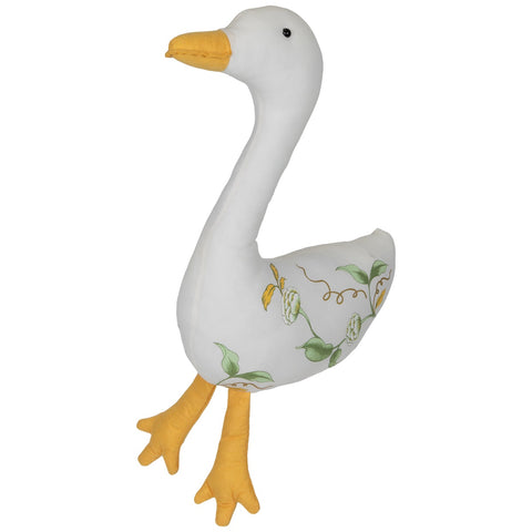 Plush Floral Goose Decoration - 16" - White and Yellow