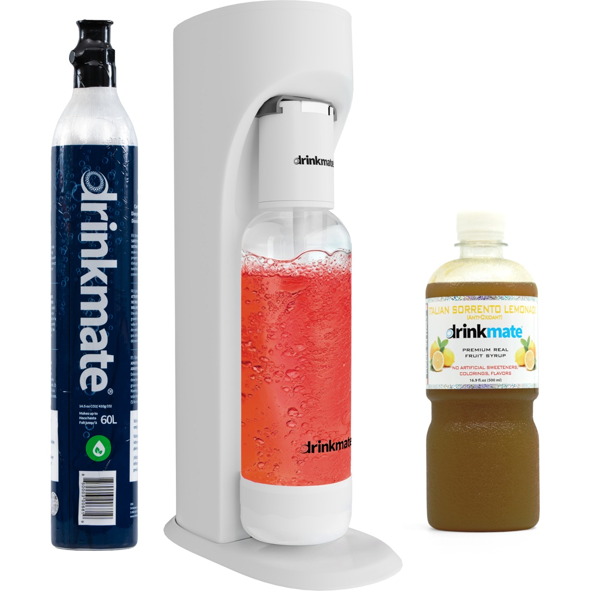  Drinkmate OmniFizz Sparkle Up Bundle, Sparkling Water and Soda Maker - Classic White - Bonton