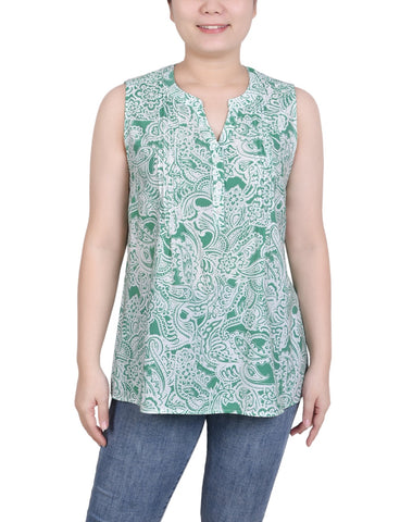 Sleeveless Pintucked Blouse