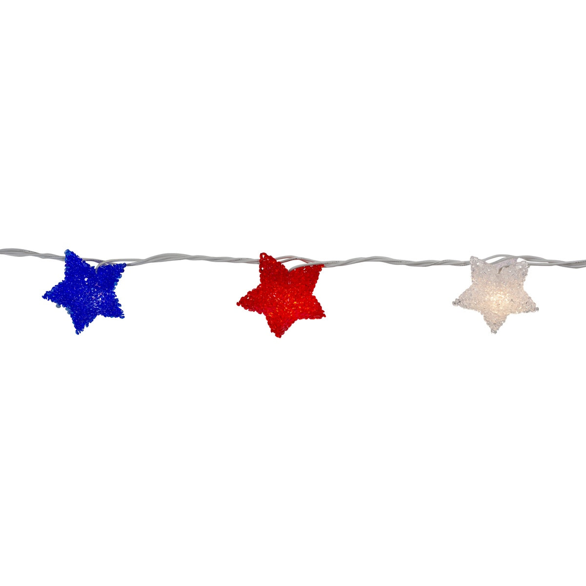  Northlight Patriotic Star String Light Set - 5.25' - White Wire - Red  White and Blue - 10ct - Default Title - Bonton