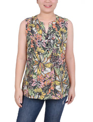 Petite Sleeveless Pintucked Blouse