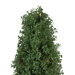 4' Pre-Lit Artificial Boxwood Cone Topiary Tree With Round Pot  Clear Lights