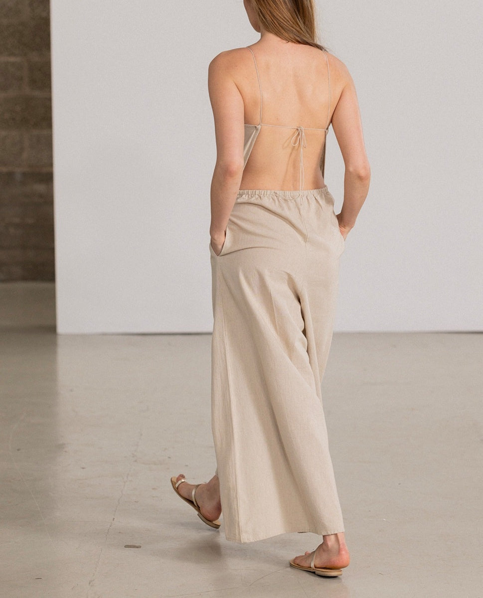  Gottex Beach Life Resort Swim Cover-Up Open Back Jumpsuit-Natural - GOTTEX BEACH LIFE NATURAL - Bonton