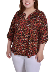 Plus Size 3/4 Roll Sleeve Top