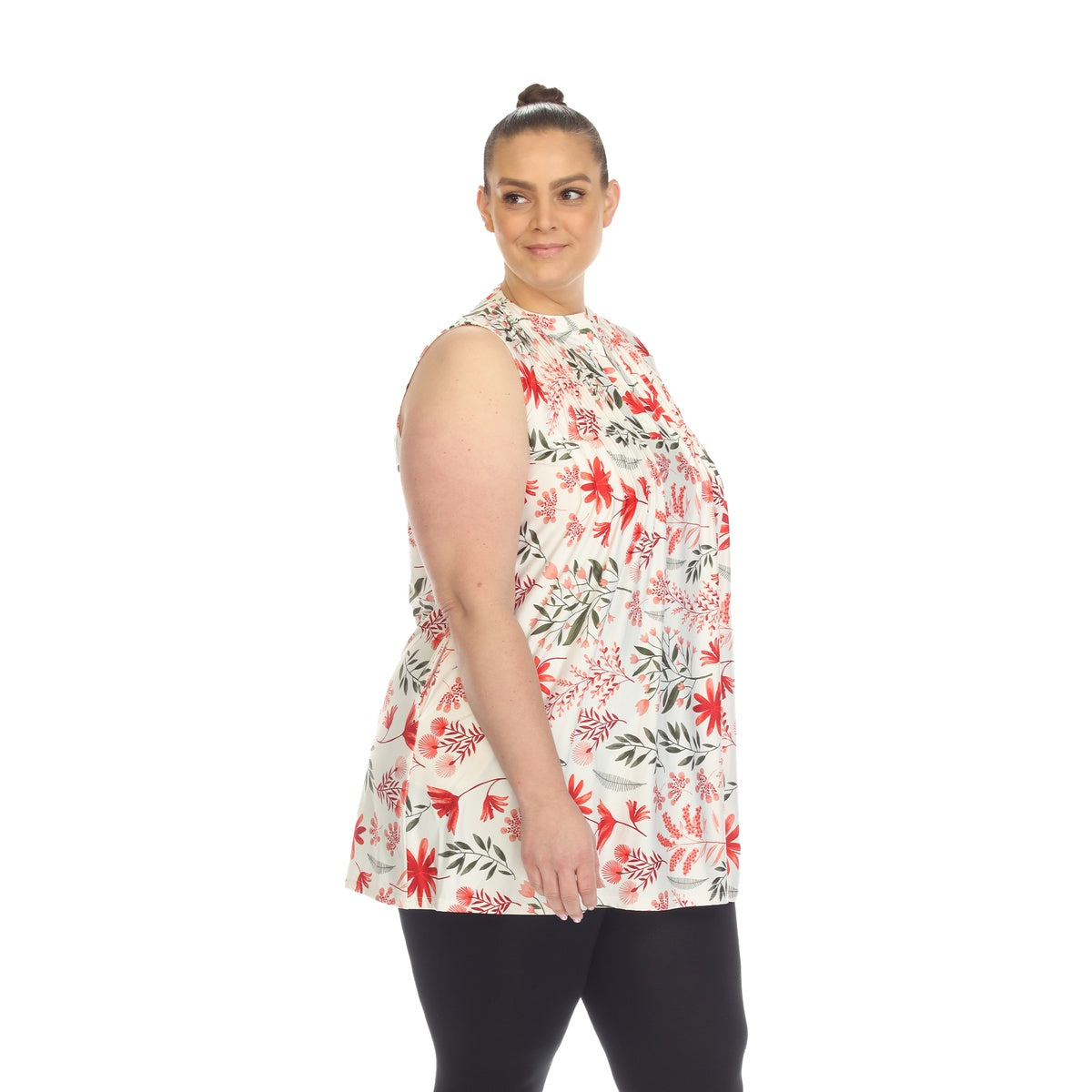  White Mark Plus Size Floral Sleeveless Tunic Top - 1X - Bonton