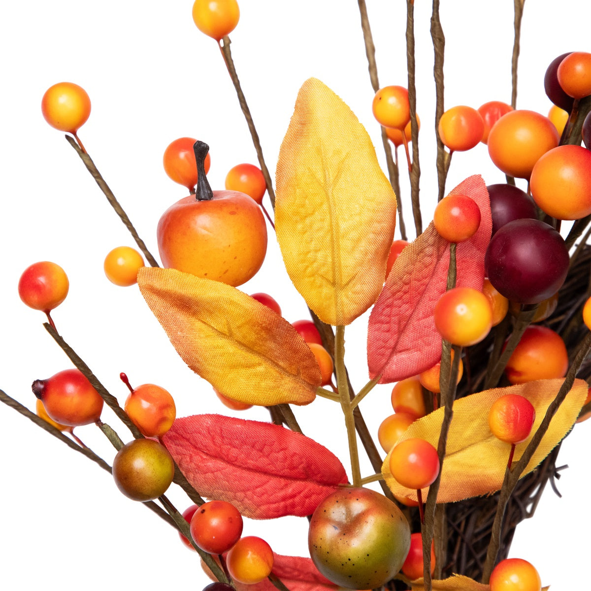  Northlight Berries and Apples Foliage Twig Artificial Thanksgiving Wreath - 18-Inch  Unlit - Default Title - Bonton