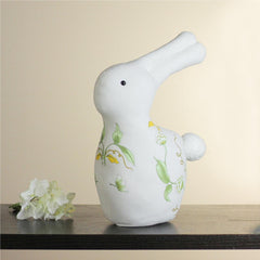 Plush Soft Floral Rabbit Spring Easter Decoration - 14" - White  Green and Yellow