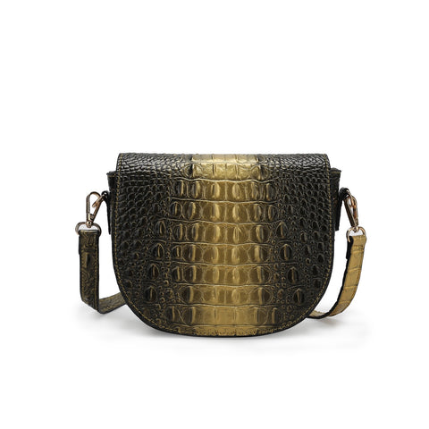 Amalia Croc-Embossed Crossbody Bag